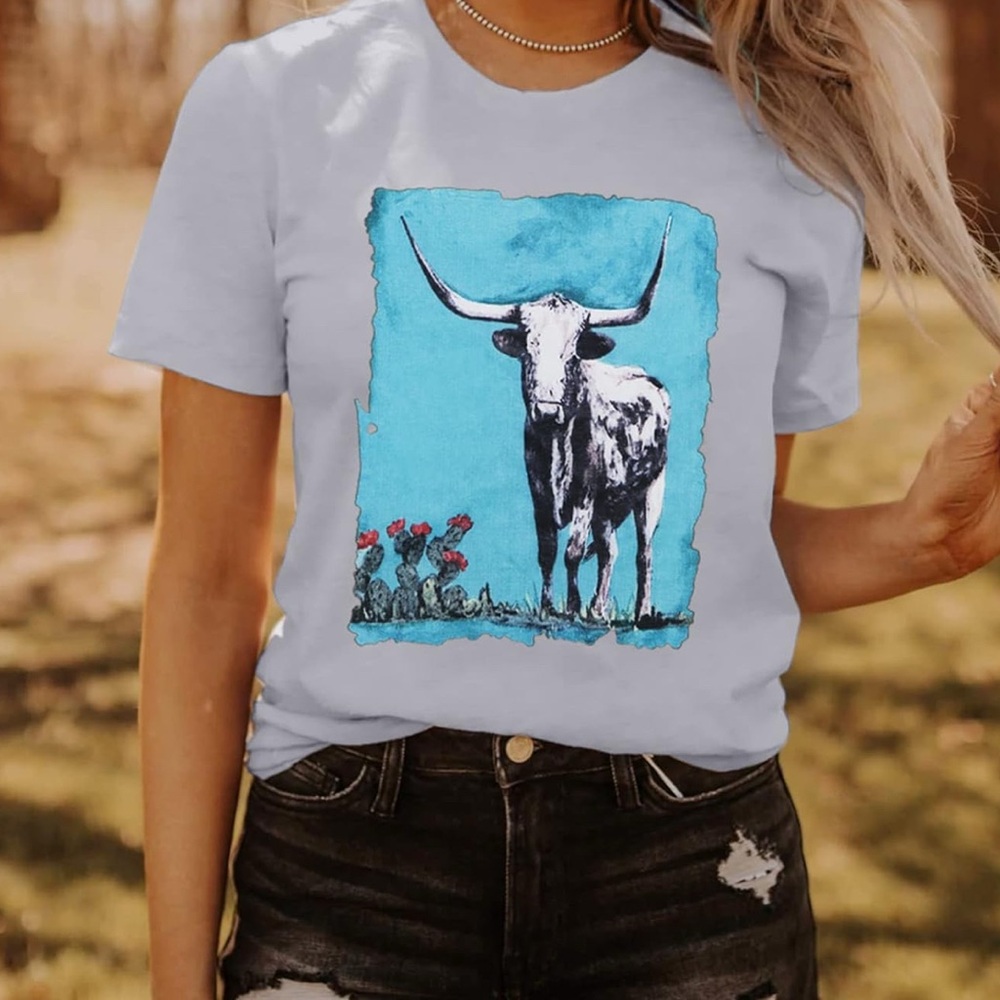 Women's Blue Graphic T-Shirt